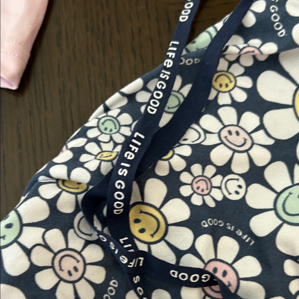 Life Is Good Pink Daisy Tee with Navy Floral Pajama Pants Set - Picture 5 of 7